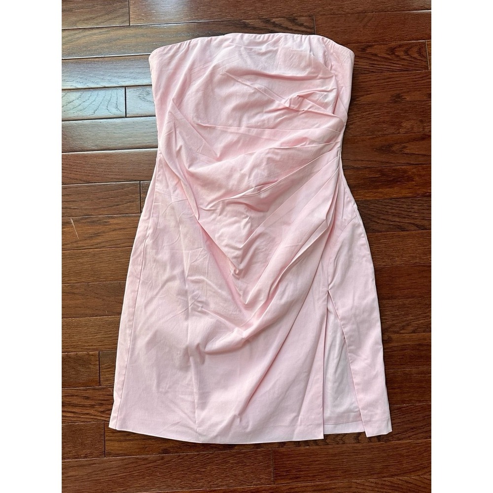 Baby Boo Christiana Strapless Mini Cocktail Slit Dress Baby Pink Wedding Guest - Picture 4 of 6